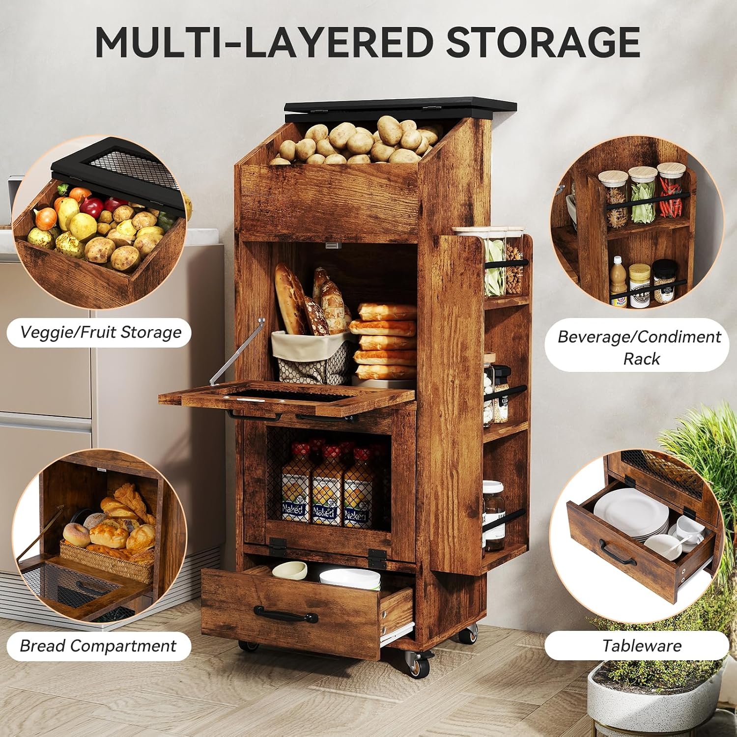 Potato And Onion Storage Bin O - Food Storage On Wheels 评论和价格
