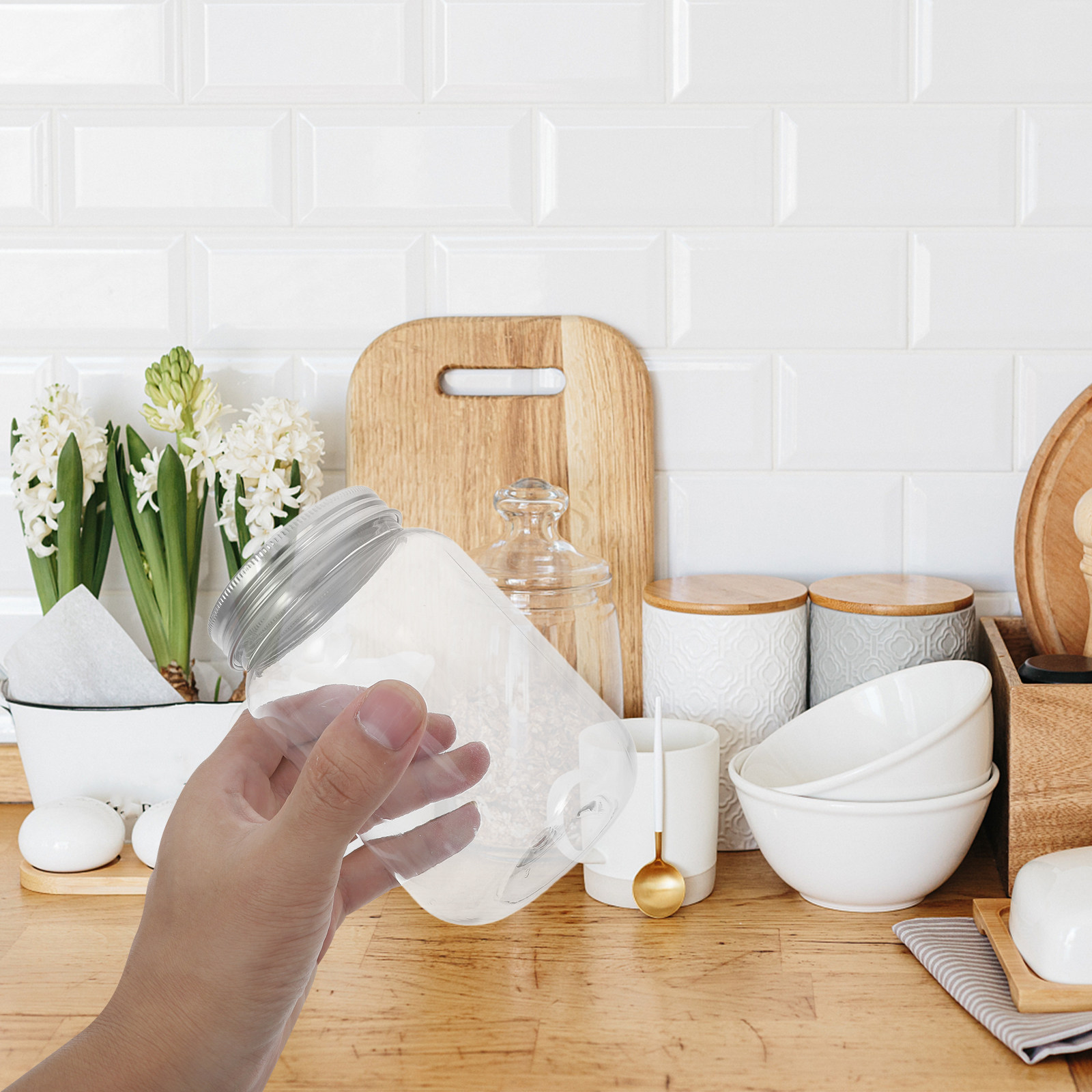 4Pcs Clear Plastic Jars with A - Food Storage Jars 评论和价格
