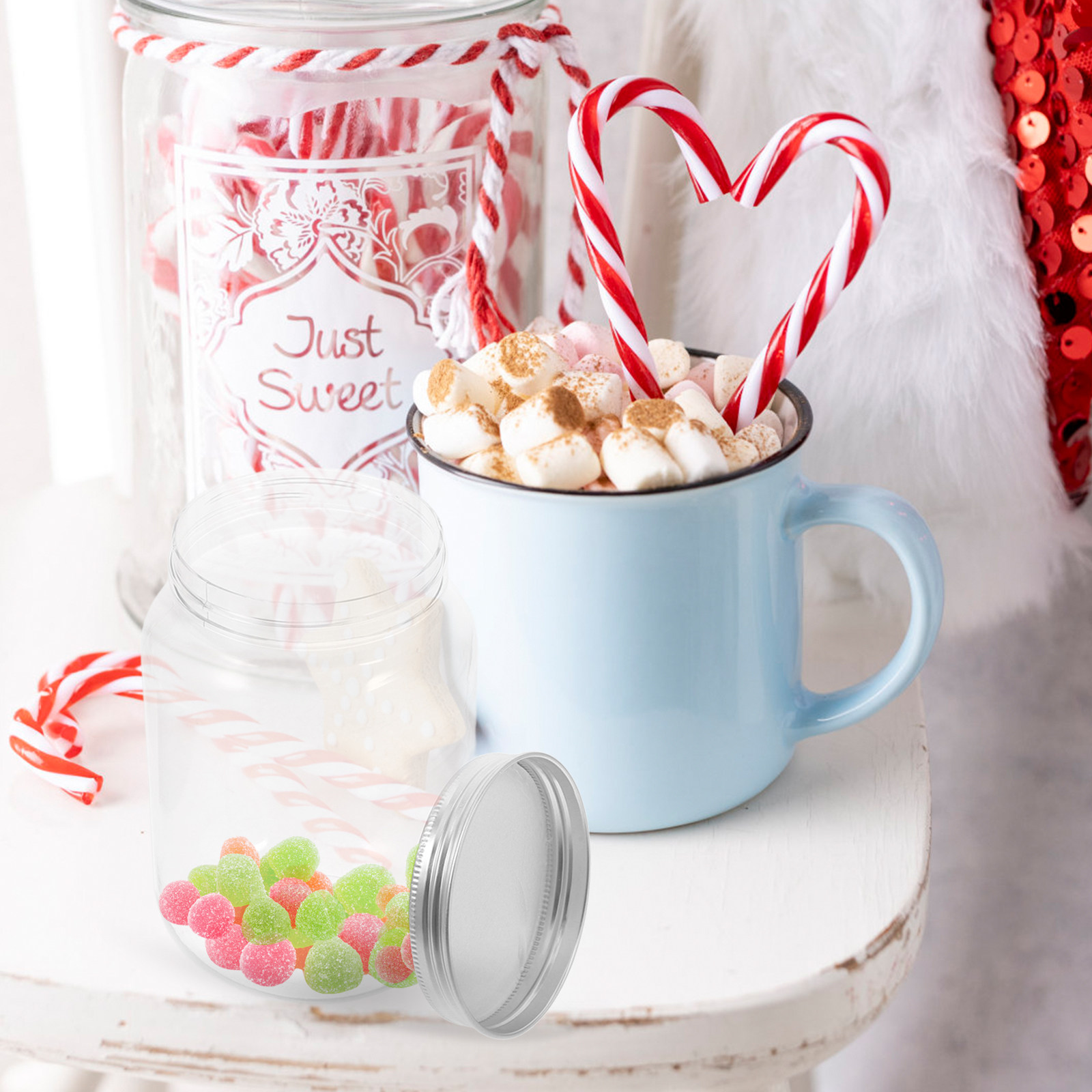 4Pcs Clear Plastic Jars with A - Food Storage Jars 评论和价格
