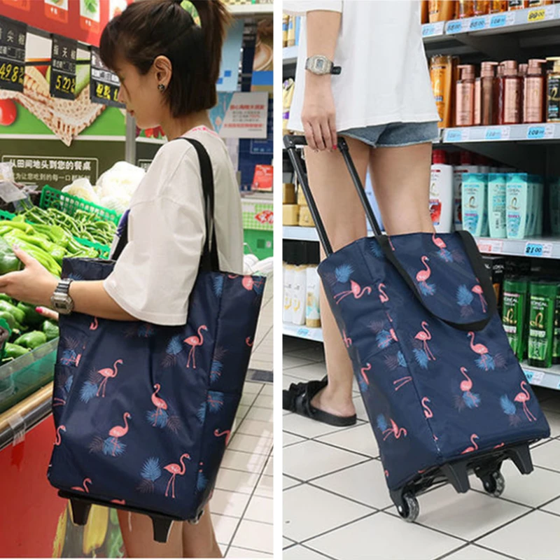 Folding Shopping Bag Women's B - Food Storage On Wheels 评论和价格