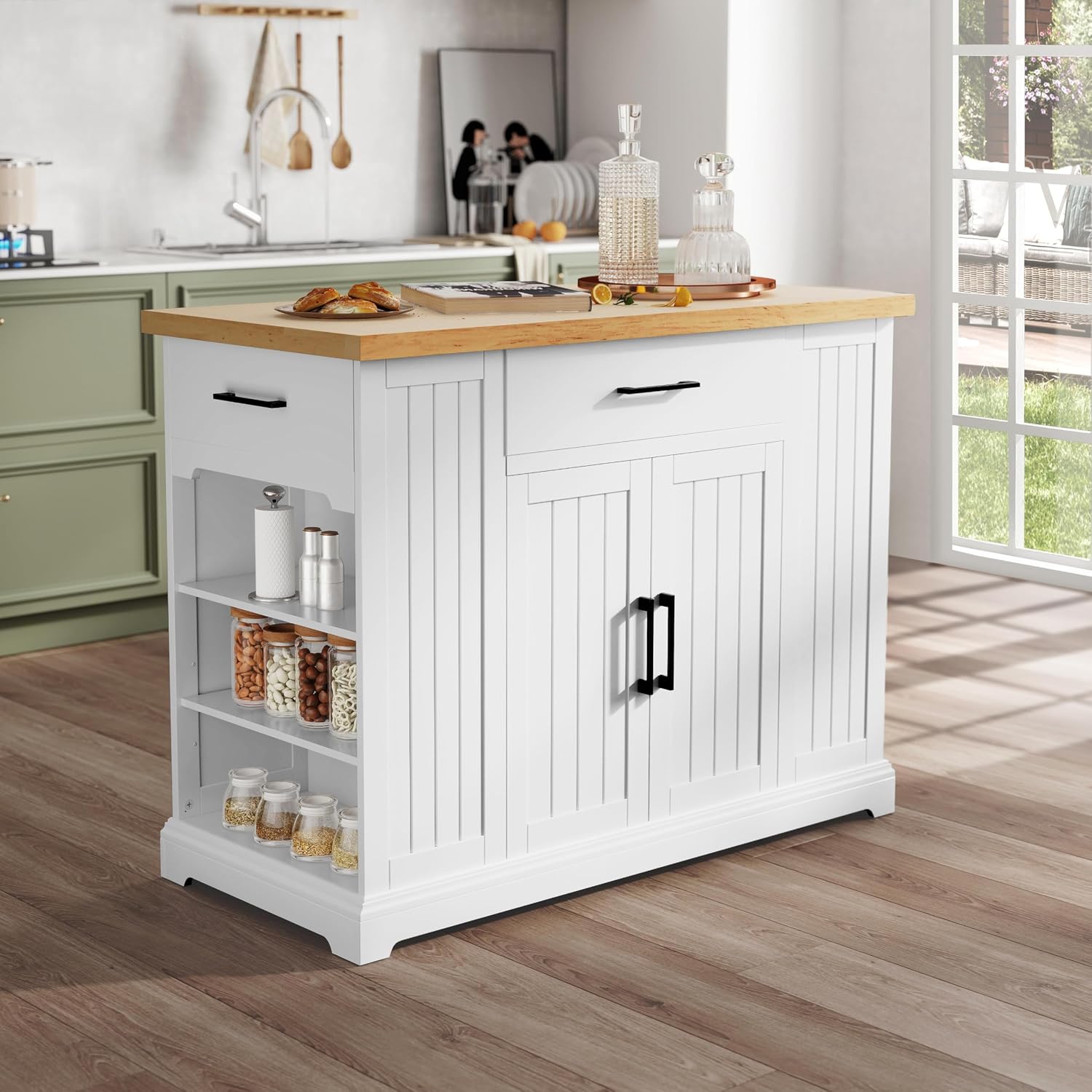 White Rolling Kitchen Island C - Food Storage On Wheels 评论和价格