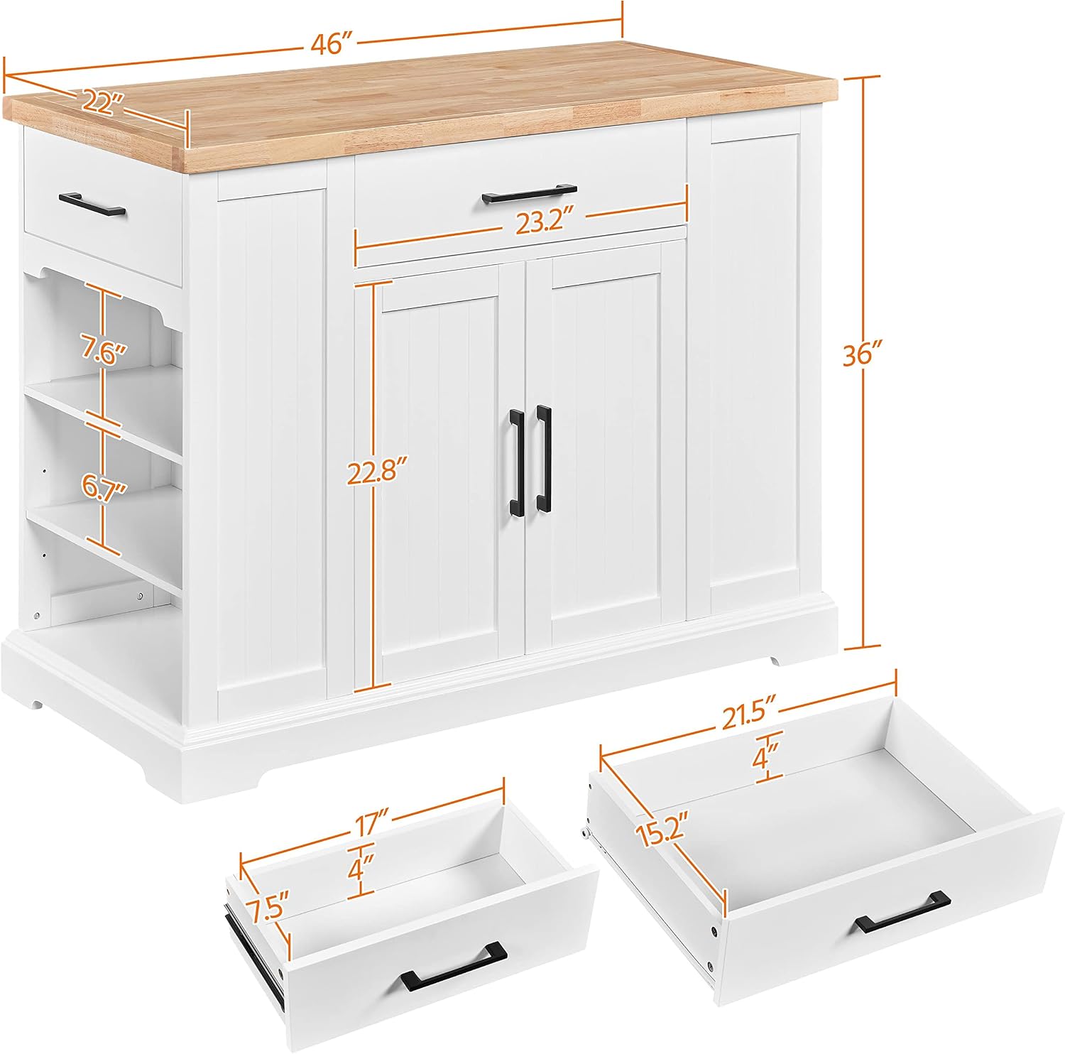 White Rolling Kitchen Island C - Food Storage On Wheels 评论和价格