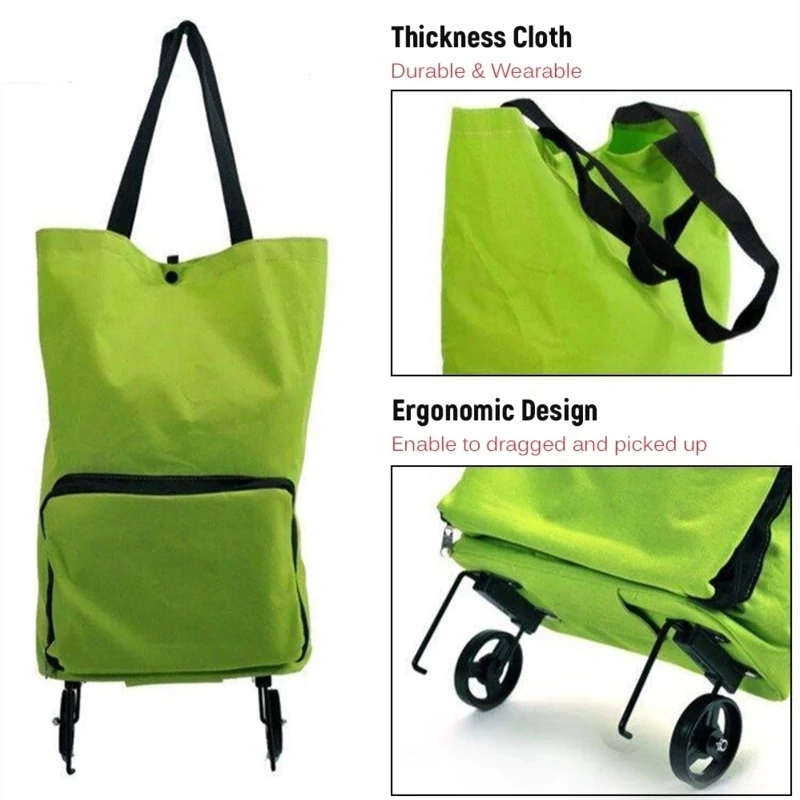 New Folding Shopping Bag On Wh - Food Storage On Wheels 评论和价格