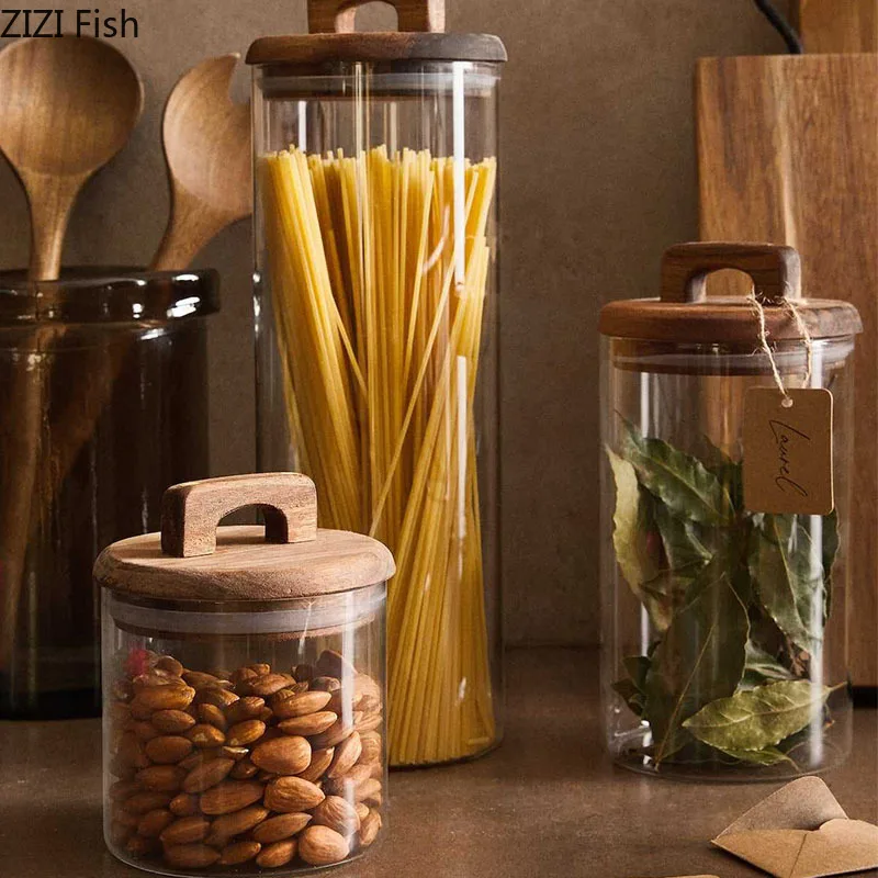 Wooden Lid Glass Storage Jar C - Food Storage Lidl 评论和价格