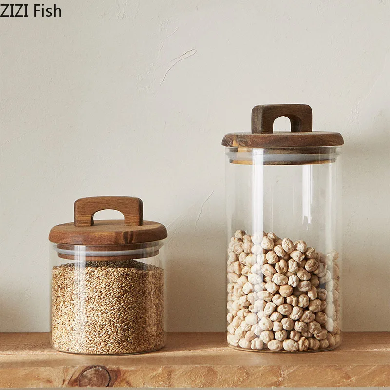 Wooden Lid Glass Storage Jar C - Food Storage Lidl 评论和价格