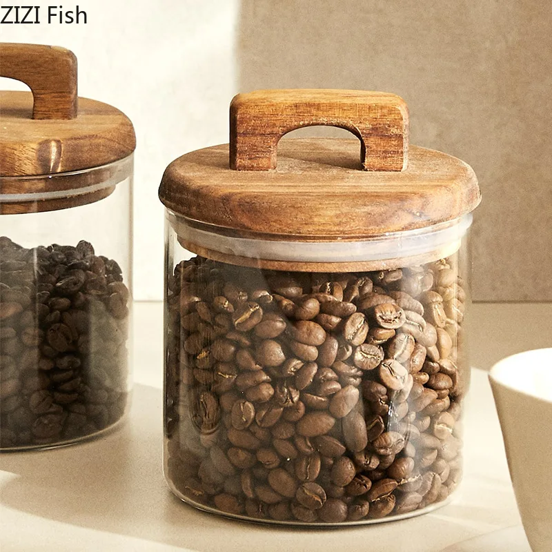 Wooden Lid Glass Storage Jar C - Food Storage Lidl 评论和价格