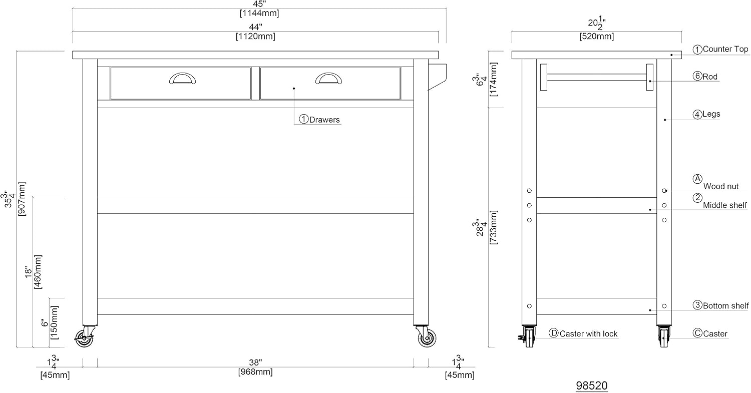 Rolling Kitchen Island Cart On - Food Storage On Wheels 评论和价格