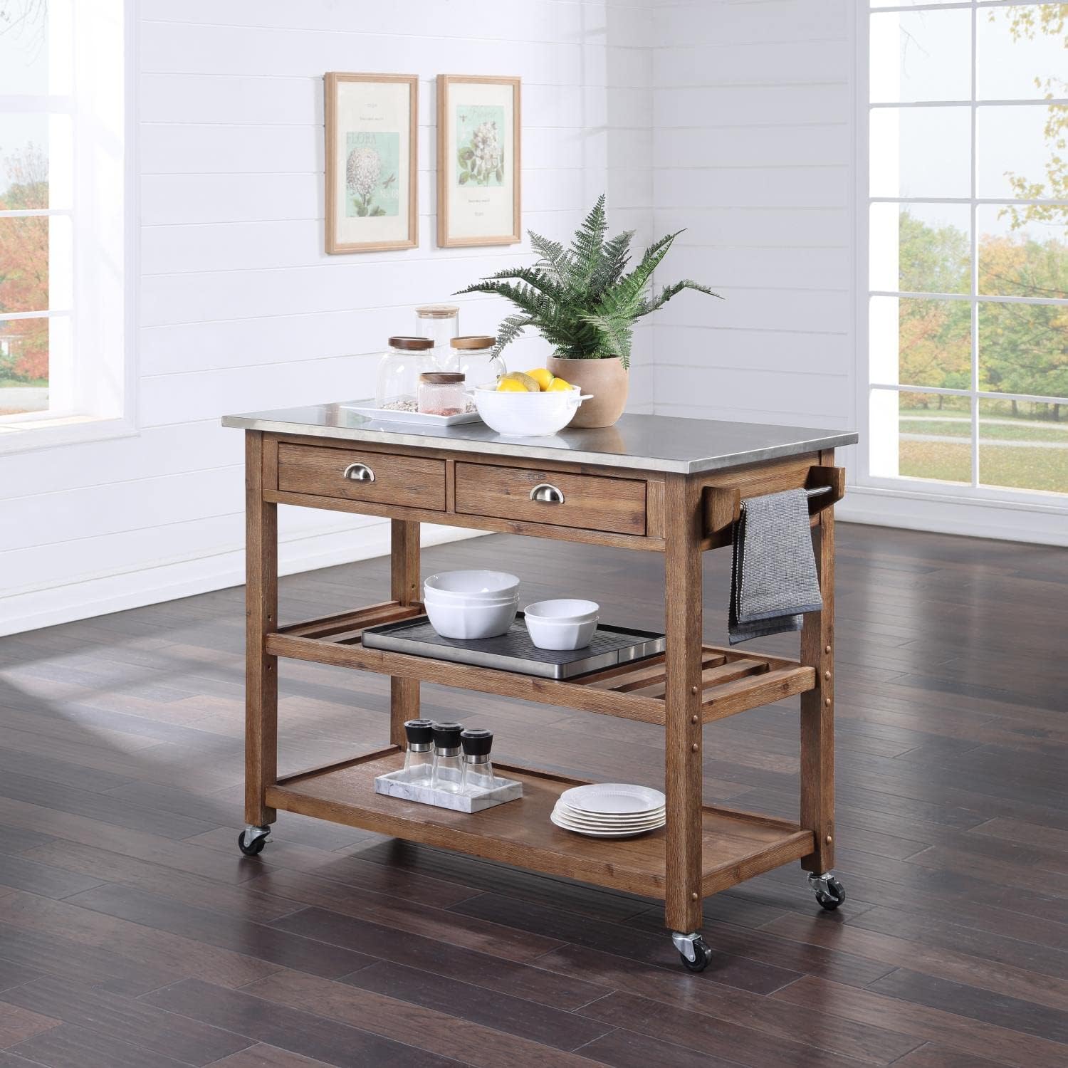Rolling Kitchen Island Cart On - Food Storage On Wheels 评论和价格