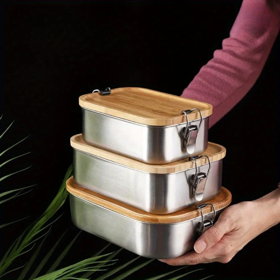 New 304 Stainless Steel Bamboo - Food Storage In Stainless Steel 评论和价格