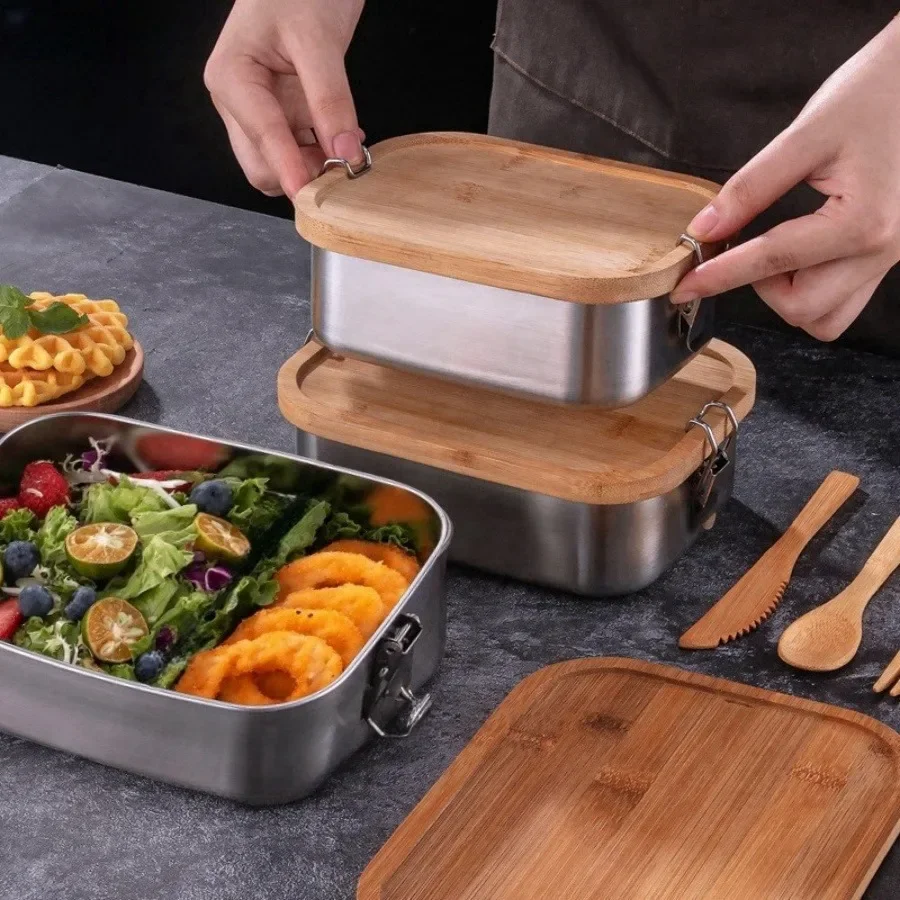 New 304 Stainless Steel Bamboo - Food Storage In Stainless Steel 评论和价格