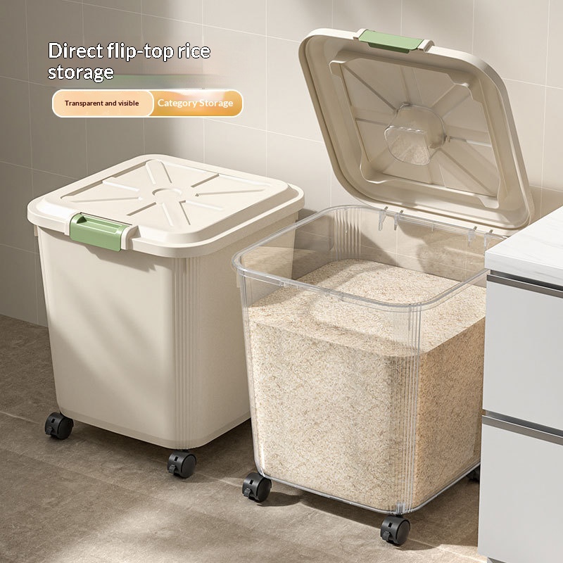 1pc Food-Grade Transparent Ric - Food Storage On Wheels 评论和价格