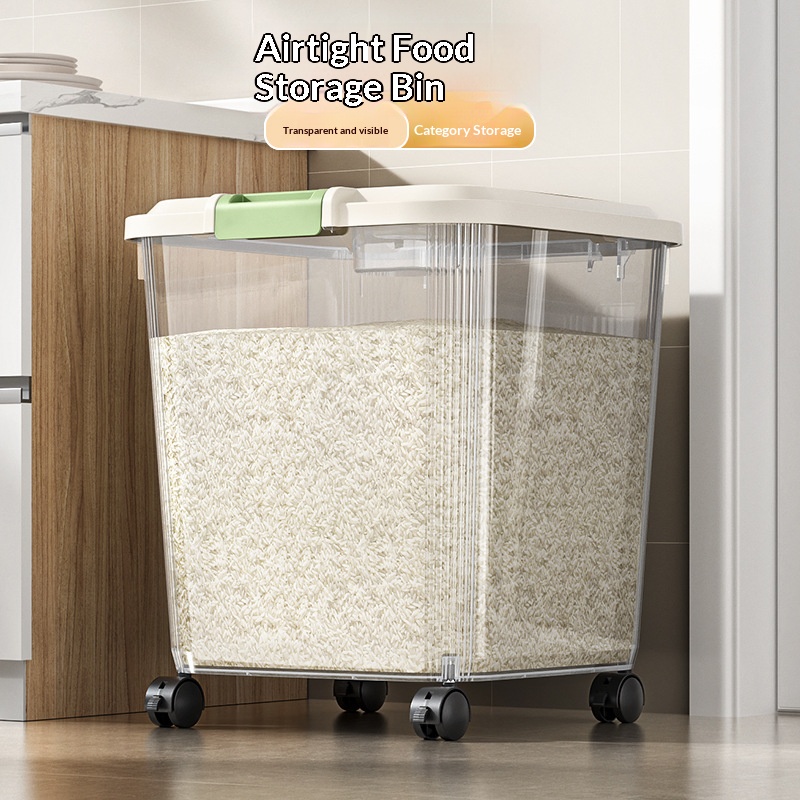 1pc Food-Grade Transparent Ric - Food Storage On Wheels 评论和价格