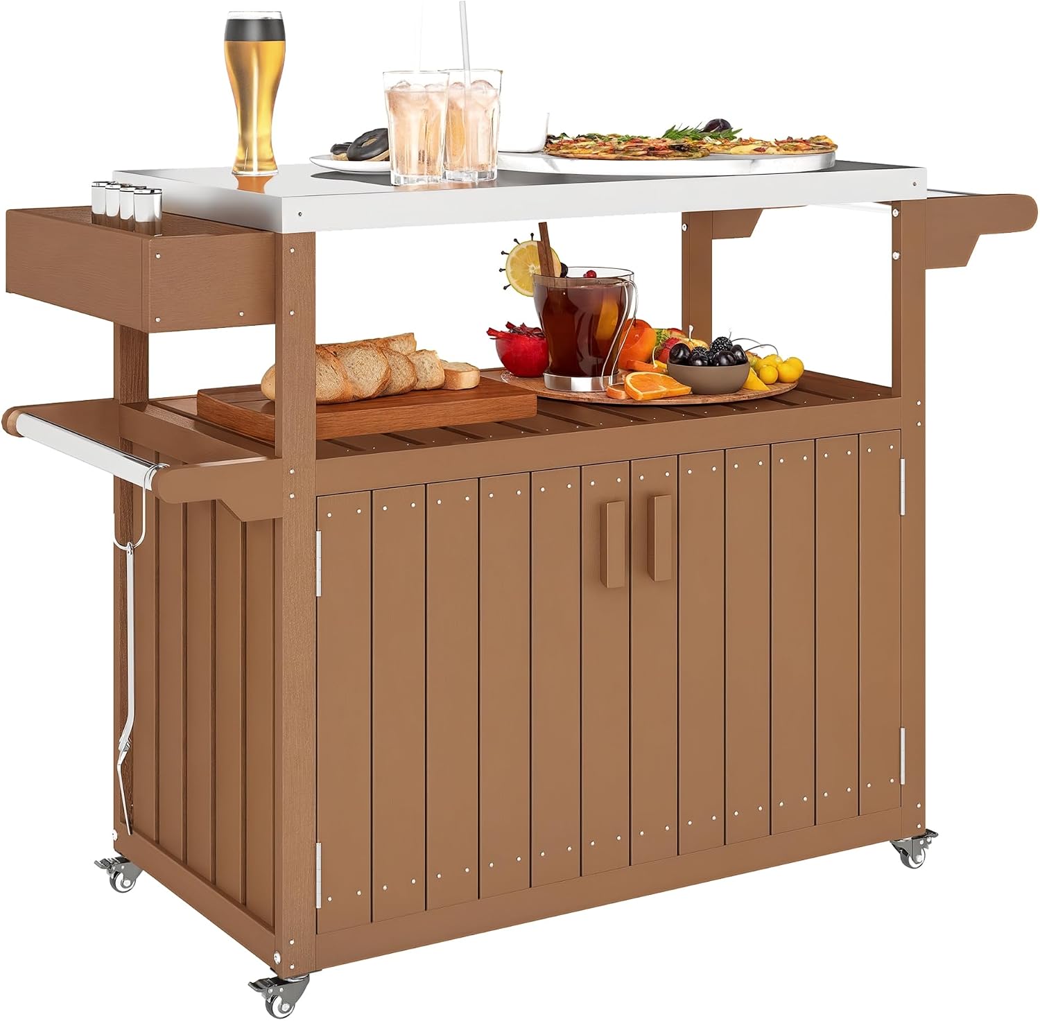 Outdoor Bar Cart With Storage  - Food Storage On Wheels 评论和价格