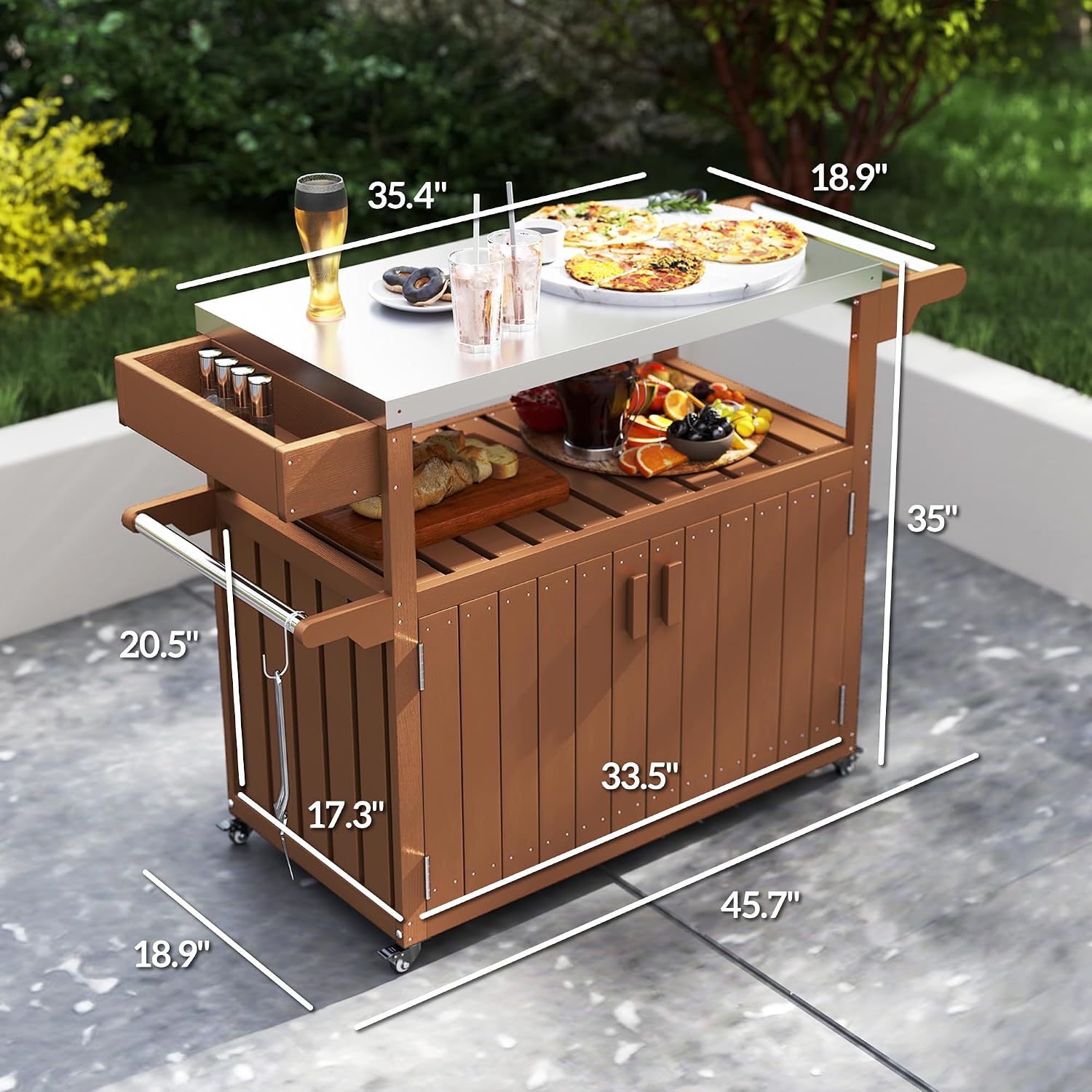 Outdoor Bar Cart With Storage  - Food Storage On Wheels 评论和价格
