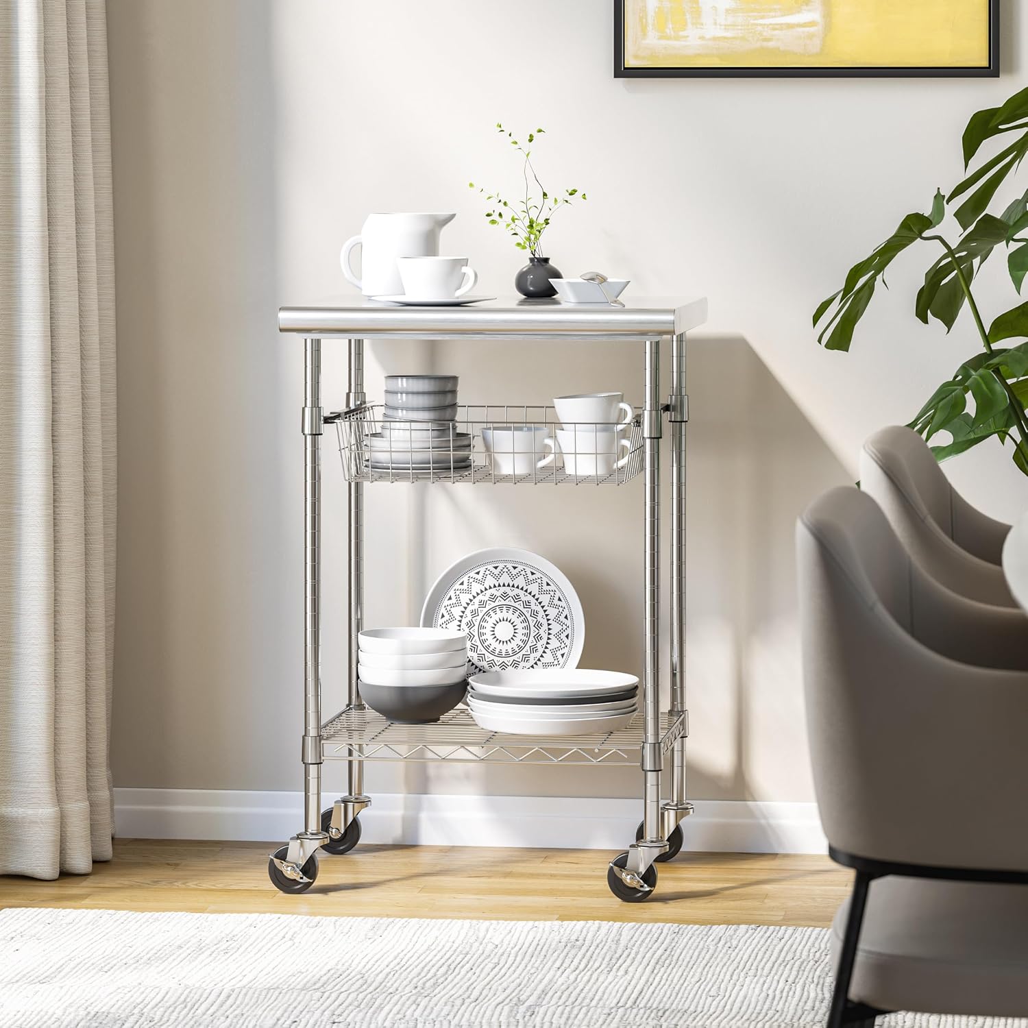 Stainless Steel Commercial Pre - Food Storage On Wheels 评论和价格