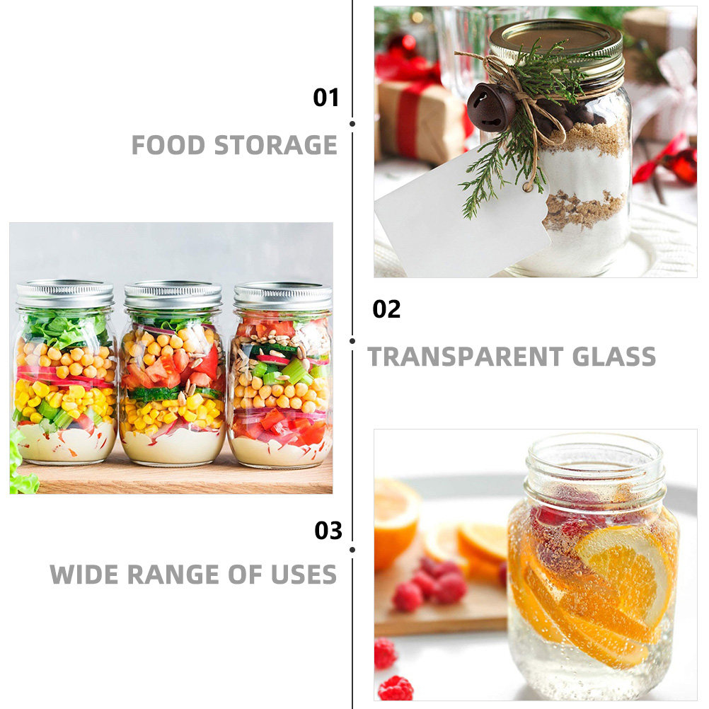 6Pcs Transparent Round Glass J - Food Storage Jars 评论和价格