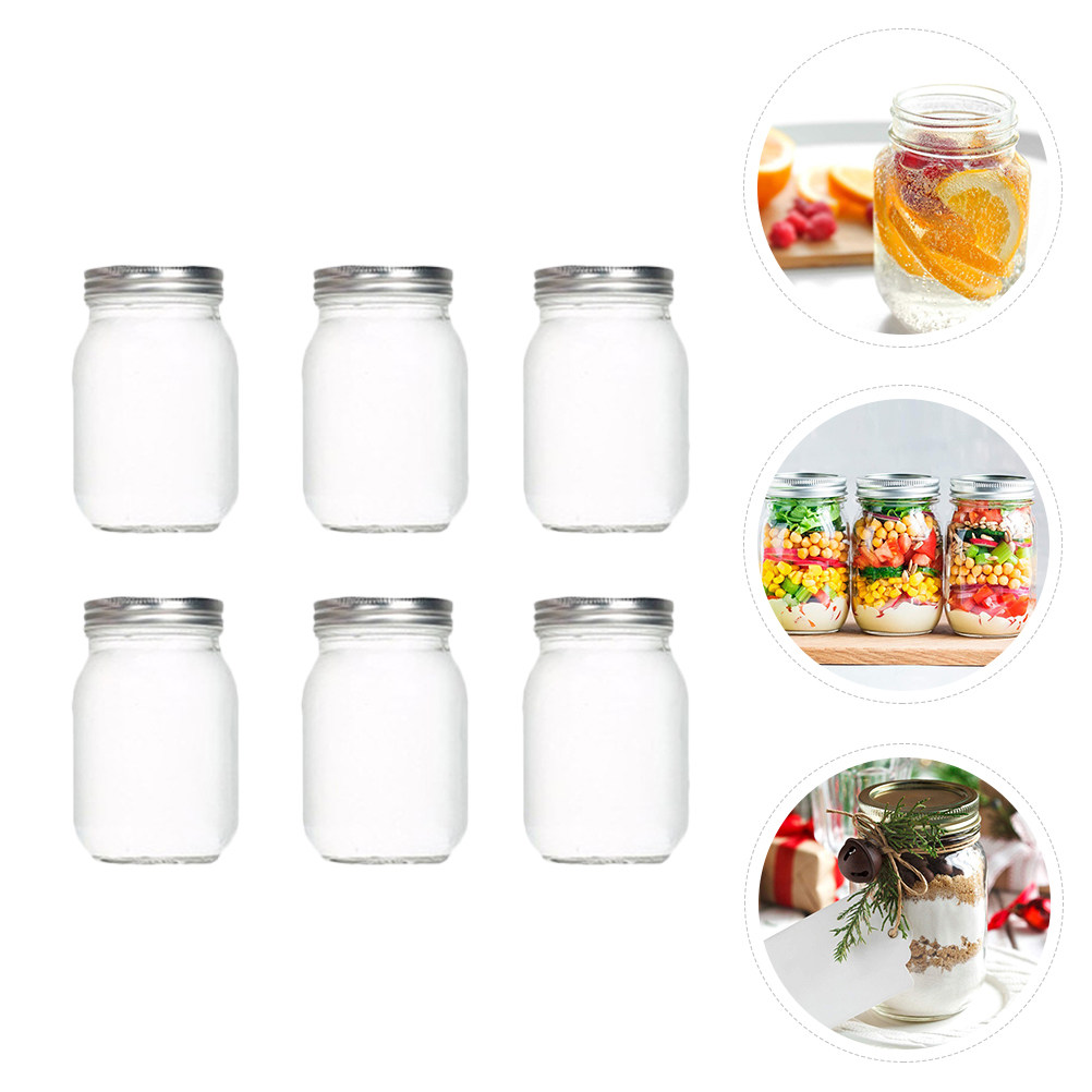 6Pcs Transparent Round Glass J - Food Storage Jars 评论和价格