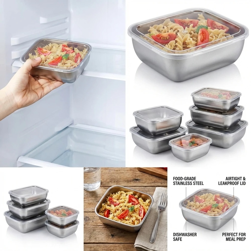 6PCS Stainless Steel Food Stor - Food Storage In Stainless Steel 评论和价格
