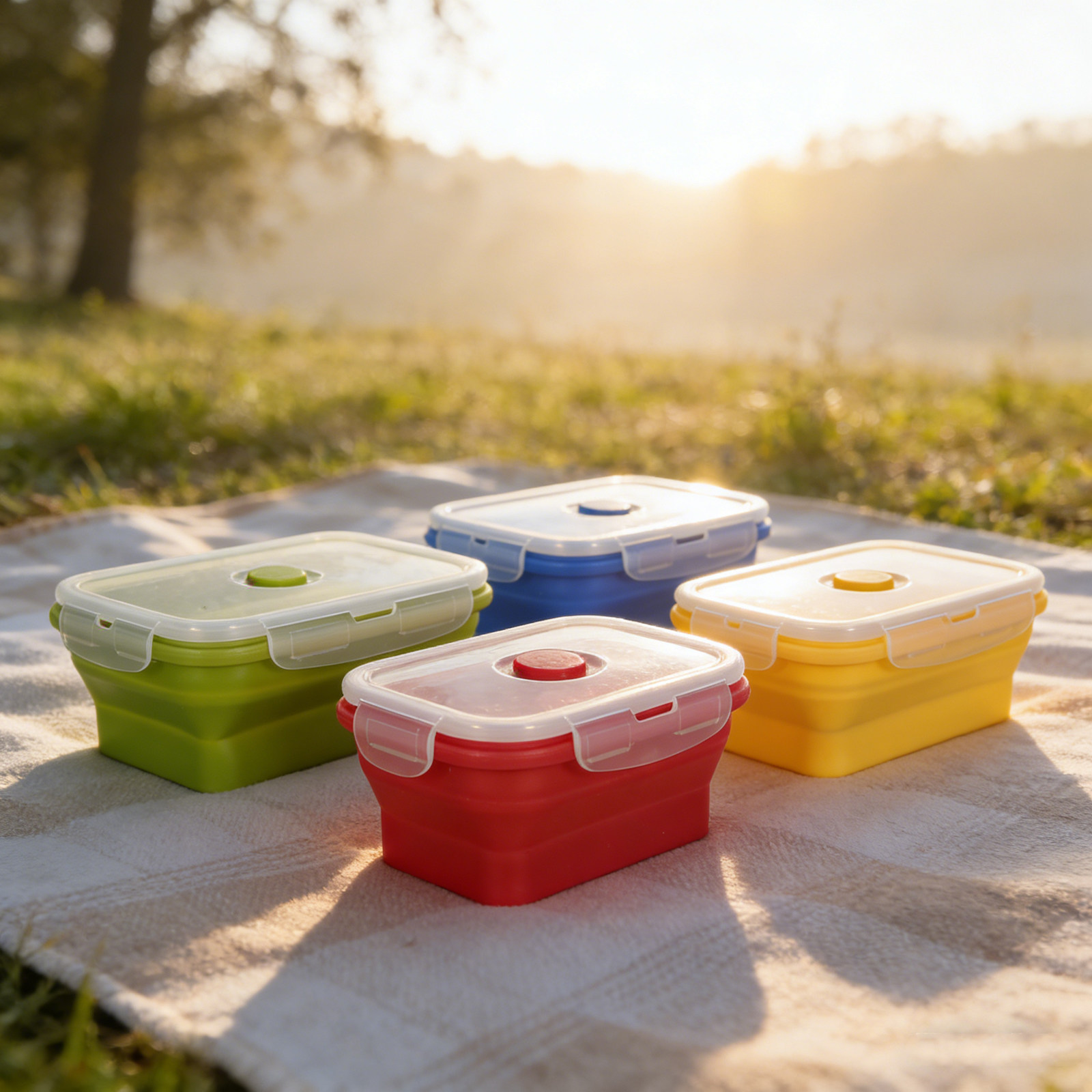 4Pcs Foldable Silicone Lunch B - Food Storage Silicone 评论和价格