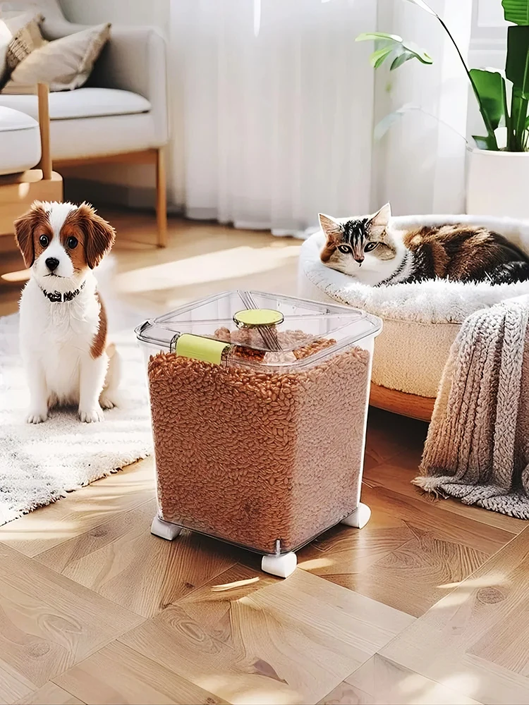 Large Capacity Transparent Dog - Food Storage On Wheels 评论和价格
