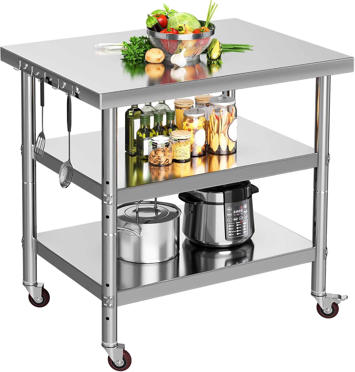 Stainless Steel Food Prep Tabl - Food Storage On Wheels 评论和价格