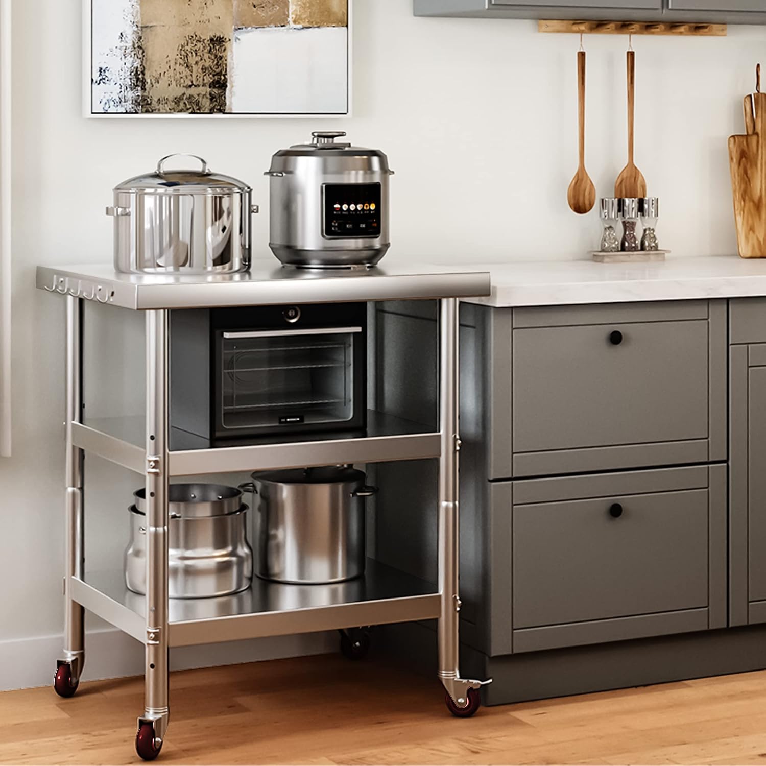 Stainless Steel Food Prep Tabl - Food Storage On Wheels 评论和价格
