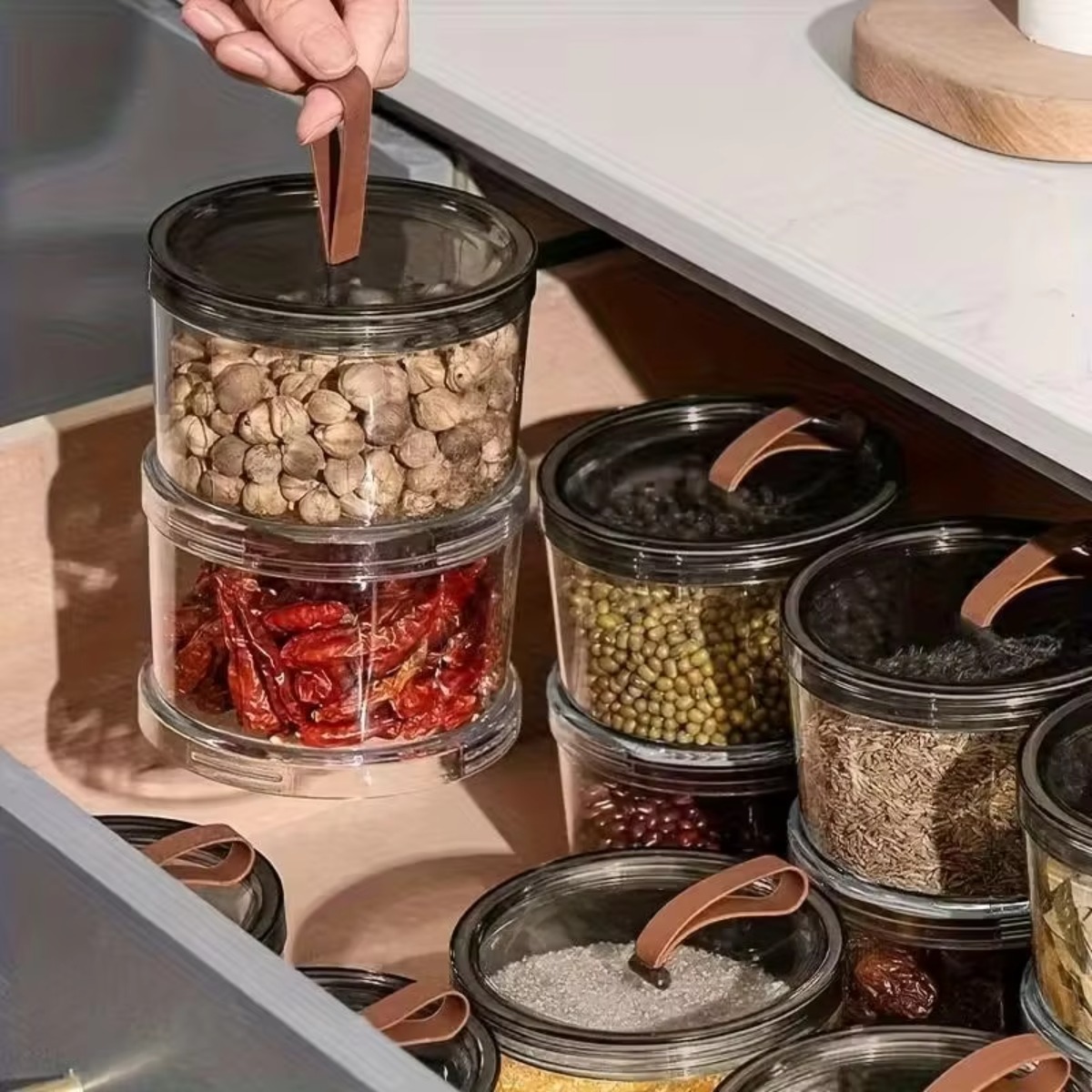 3-Layer Round Handheld Spice B - Food Storage Jars 评论和价格