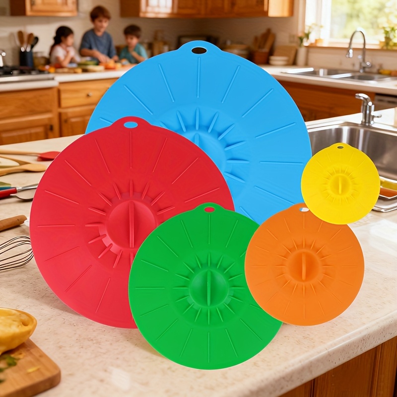 5-Piece Silicone Lids, Heat-Re - Food Storage Silicone 评论和价格