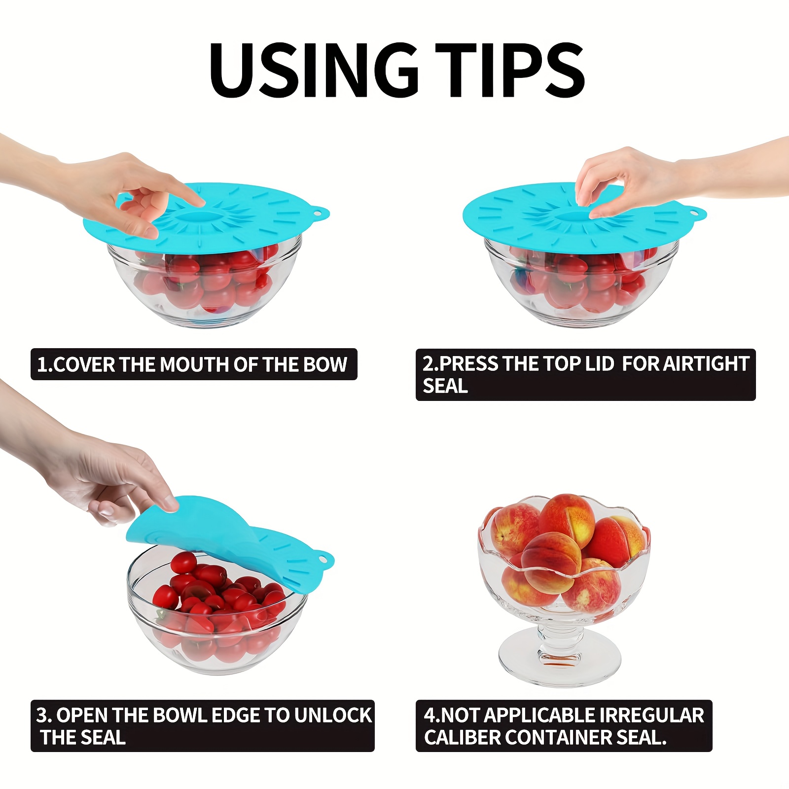 5-Piece Silicone Lids, Heat-Re - Food Storage Silicone 评论和价格